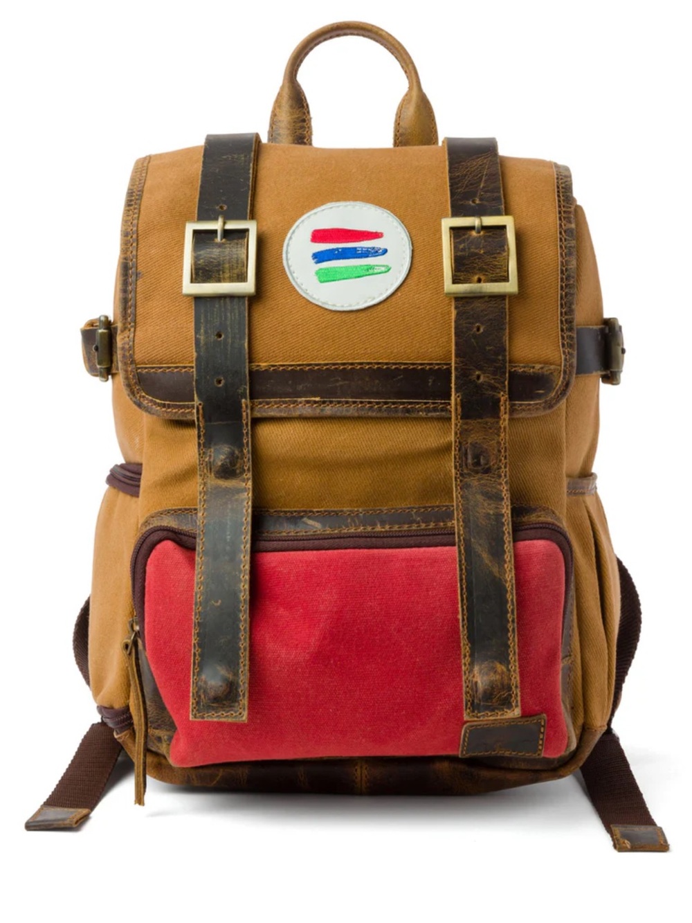 Kodiak The Bucket List Backpack Leather Canvas Brown Red Mini